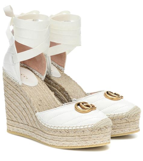 gucci white espadrilles wedge|Gucci platform wedge sandals.